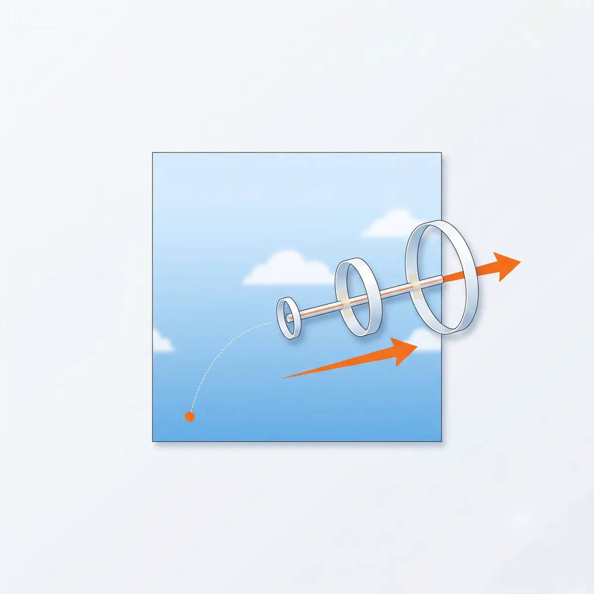 Étape 5 — lancer l'avion à anneaux à l'horizontale, petit anneau à l'avant